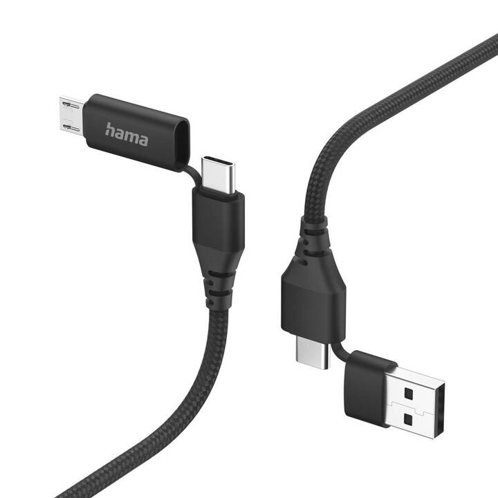 HAMA 4in1 Câble (USB de type A, USB 2.0, Micro USB Typ B, USB de type C, 1.5 m)