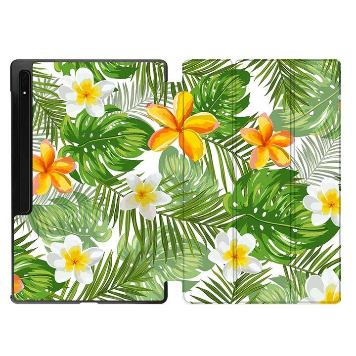 EG Housse (11", Galaxy Tab S9, Fleurs, Vert)