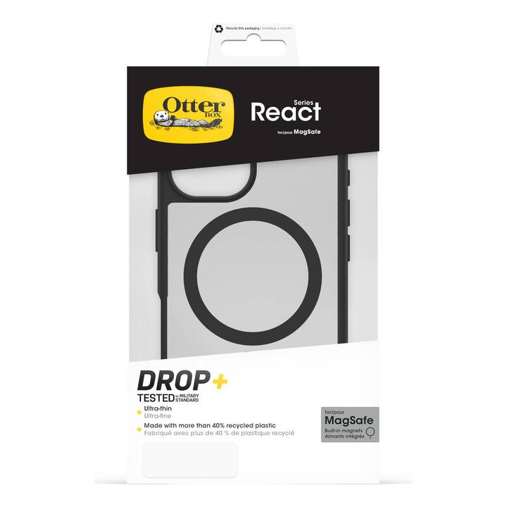 OTTERBOX Backcover MagSafe React Series (iPhone 16, Transparente, Nero)