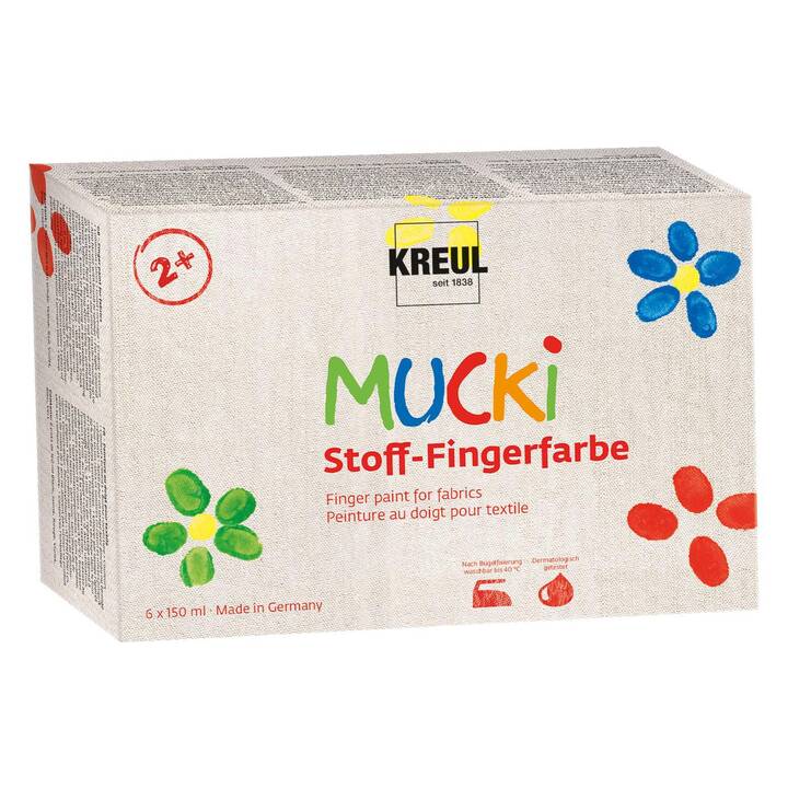 C. KREUL Fingerfarbe Set (150 ml, Violett, Gelb, Grün, Rot, Blau, Weiss, Mehrfarbig)