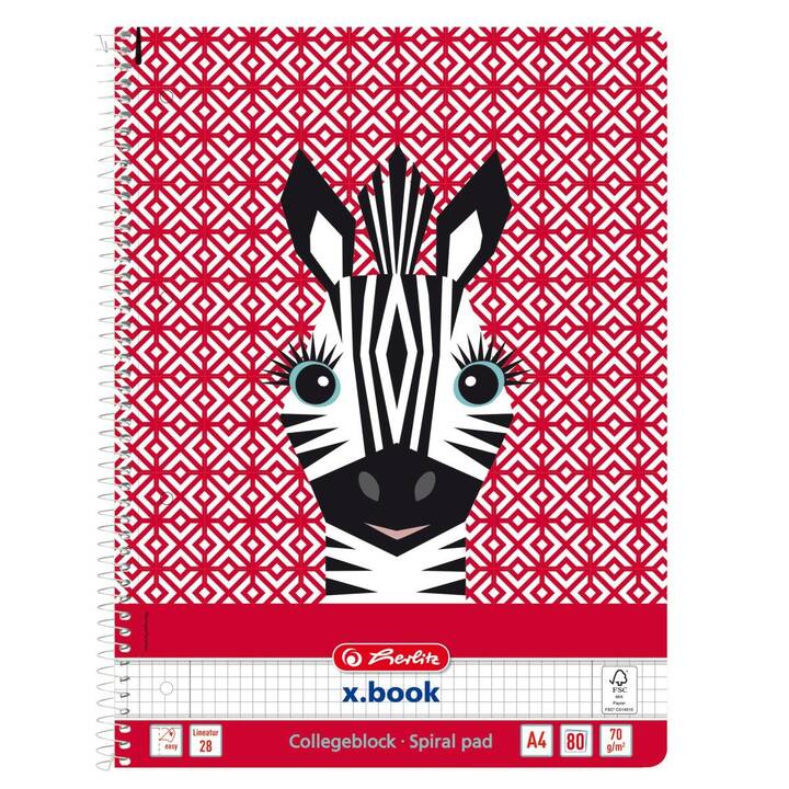 HERLITZ Carnets Cute Zebra (A4, Carreaux)