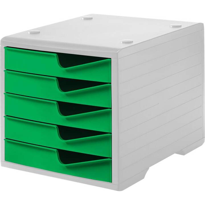 STYRO Büroschubladenbox (27 cm  x 34 cm  x 25.5 cm, Grau, Grün)