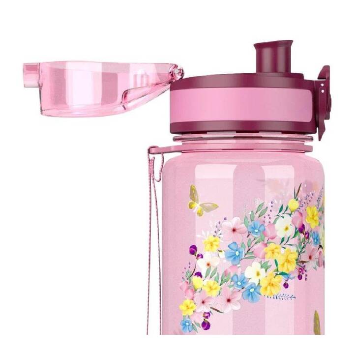 BUMPLI Bouteille d'eau pour enfants fleurs (500 ml, rose, multicolore)