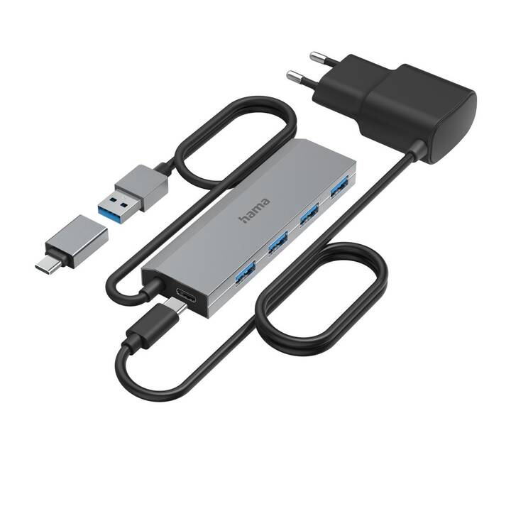 HAMA  (4 Ports, USB de type A, USB de type C)