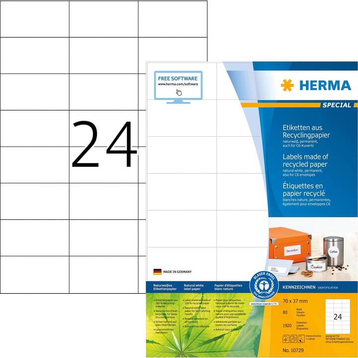HERMA Foglie etichette per stampante (37 x 70 mm)