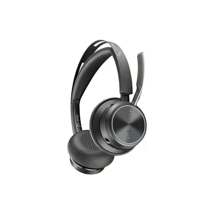 POLY Office Headset Voyager Focus 2 (On-Ear, Kabel und Kabellos, Schwarz)