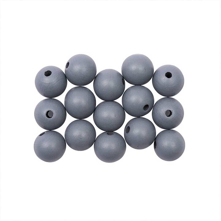 RICO DESIGN Perlen (15 Stück, Holz, Grau)
