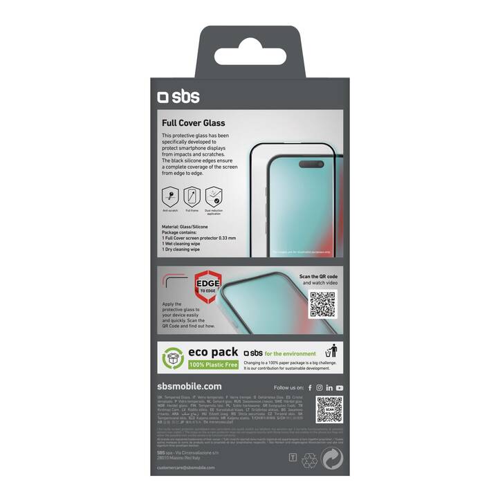 SBS Verre de protection d'écran Full Cover Case (iPhone 16 Pro Max, 1 pièce)