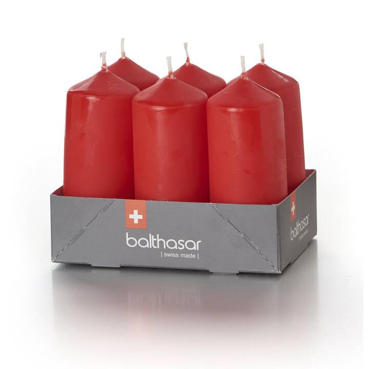 BALTHASAR Bougie cylindrique (6 pièce, Rouge)