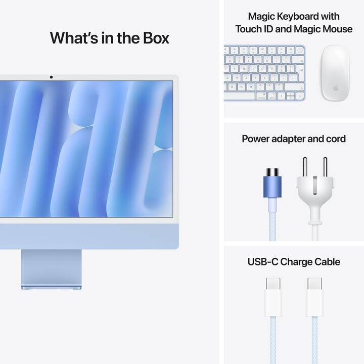 APPLE iMac Retina 4.5K 2024 (24", Apple M4 Chip 10-Core, 16 GB, 256 Go SSD, Apple M4 Graphics)