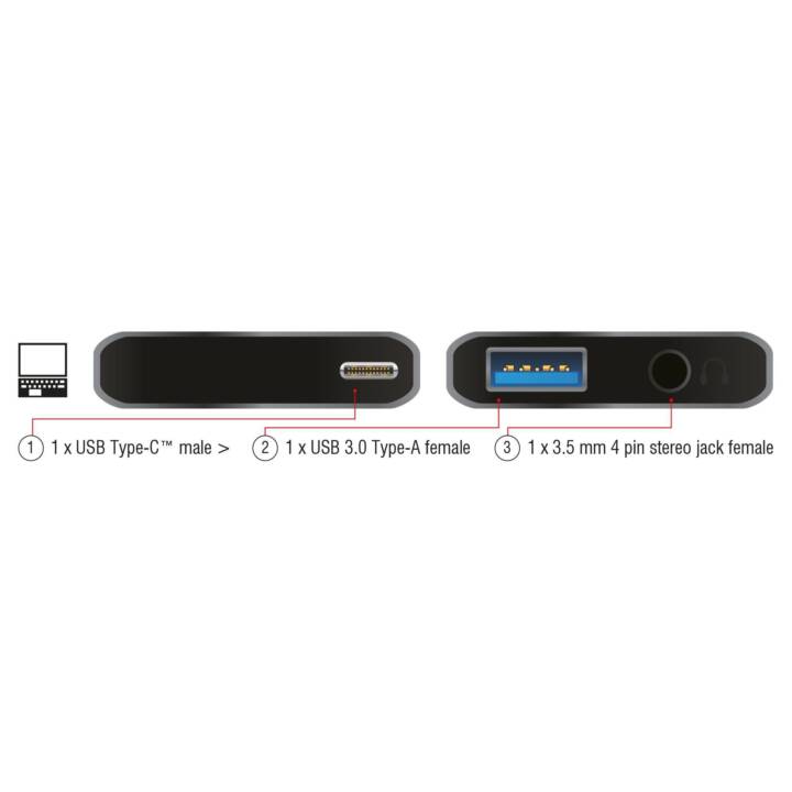 DELOCK Adaptateur (USB C, Jack 3.5 mm, USB 3.0 de type A)