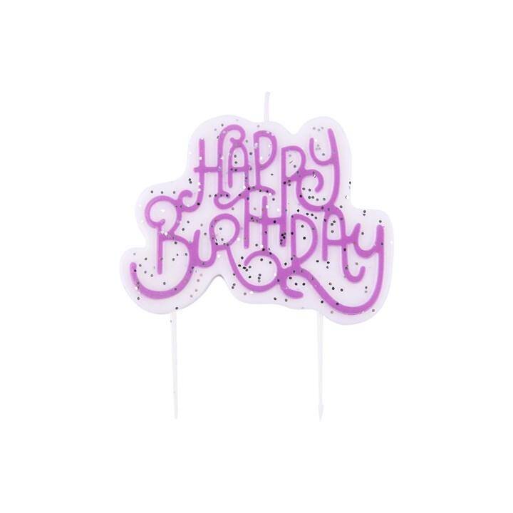 PME Candela per torta Happy Birthday (Compleanno, Bianco, Rosa)