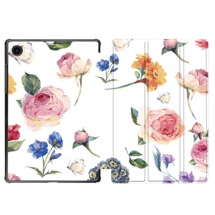 EG coque pour Samsung Galaxy Tab A8 10.5" (2021) - fleurs - rose