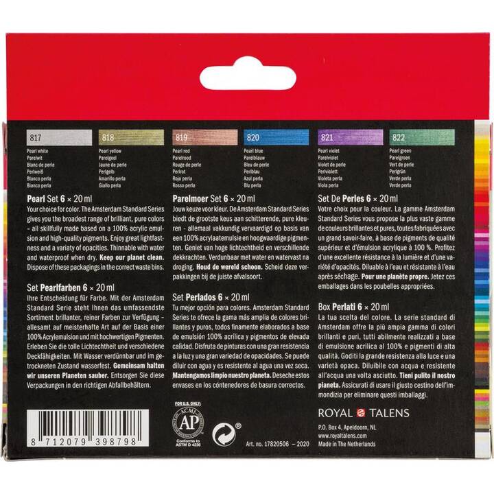 TALENS Acrylfarbe Amsterdam Set (6 x 20 ml, Farbig assortiert)