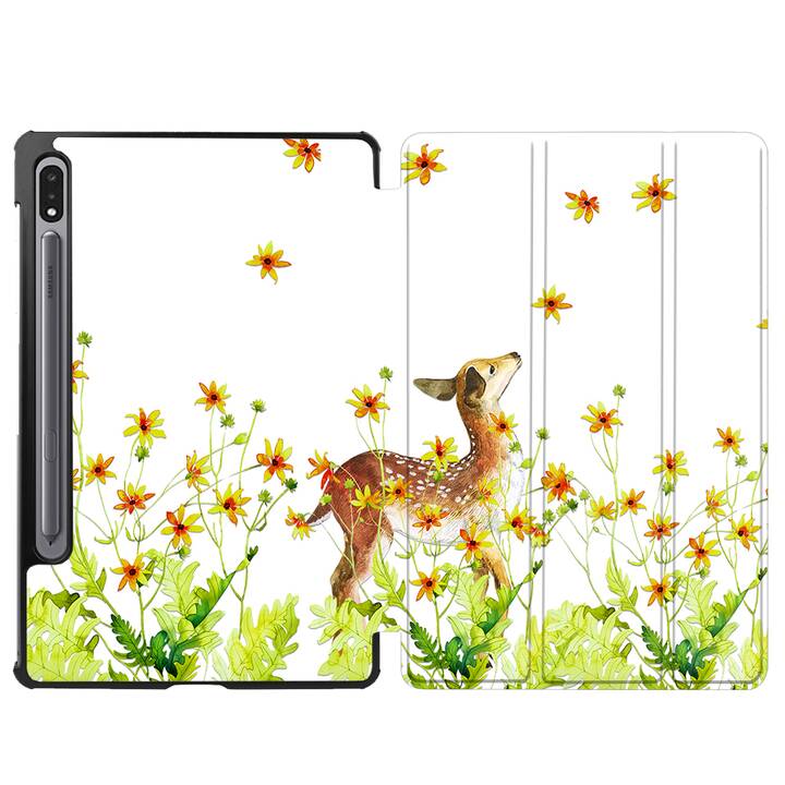 EG coque pour Samsung Galaxy Tab S8+ 12.4" (2022) - blanc - plantes