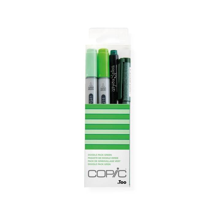 COPIC Marqueur de graphique Ciao Doodle pack (Vert clair, Vert olive, Vert, 4 pièce)