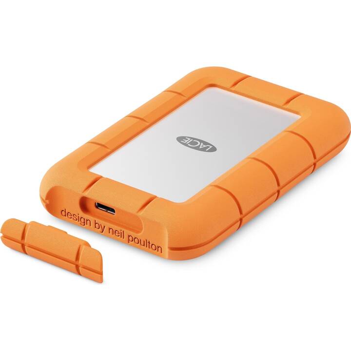 LACIE Rugged Mini (USB de type C, 500 GB, Orange, Gris)