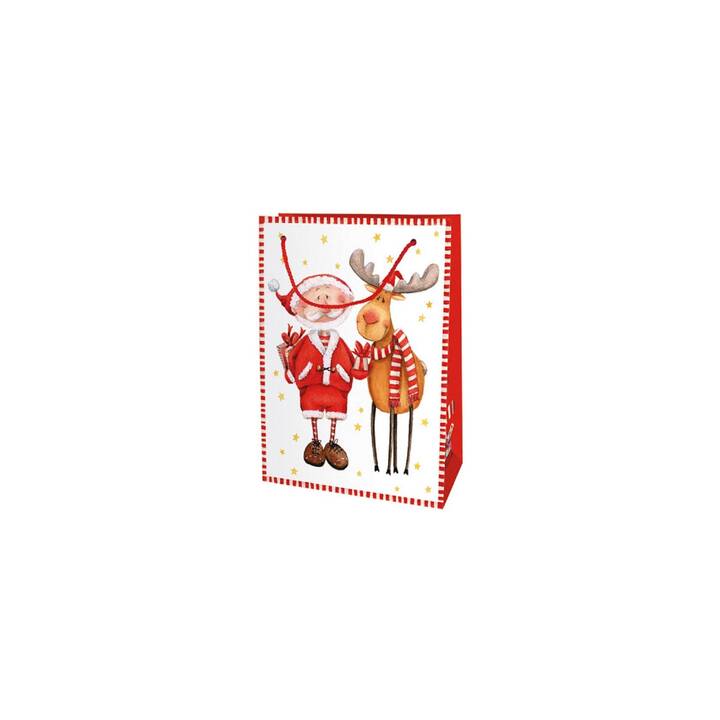 BRAUN + COMPANY Sachet cadeau (Brun, Rouge, Blanc, Cerf, Père Noël)