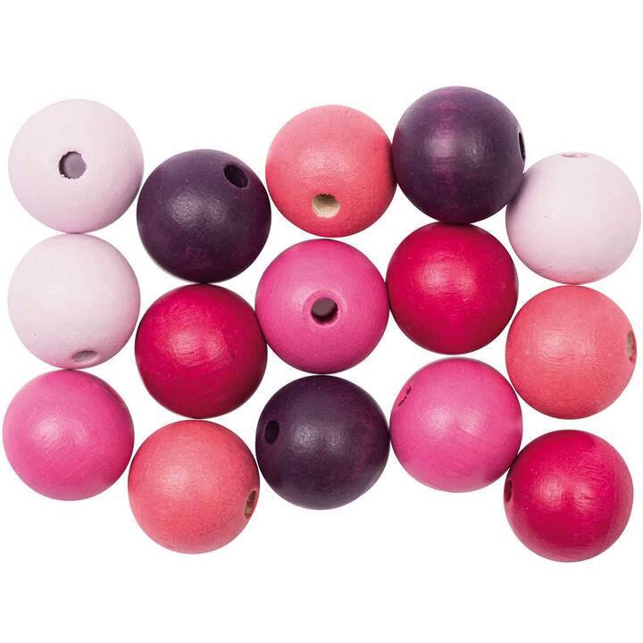 RICO DESIGN Mix Perlen (15 Stück, Holz, Pink)
