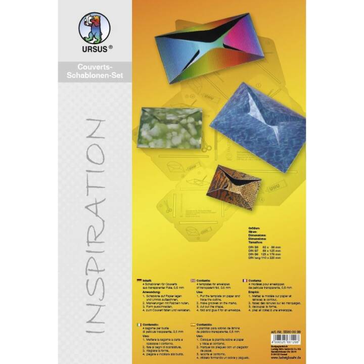 URSUS Feuille de stencil (11 cm x 22 cm, Transparent, Multicolore)