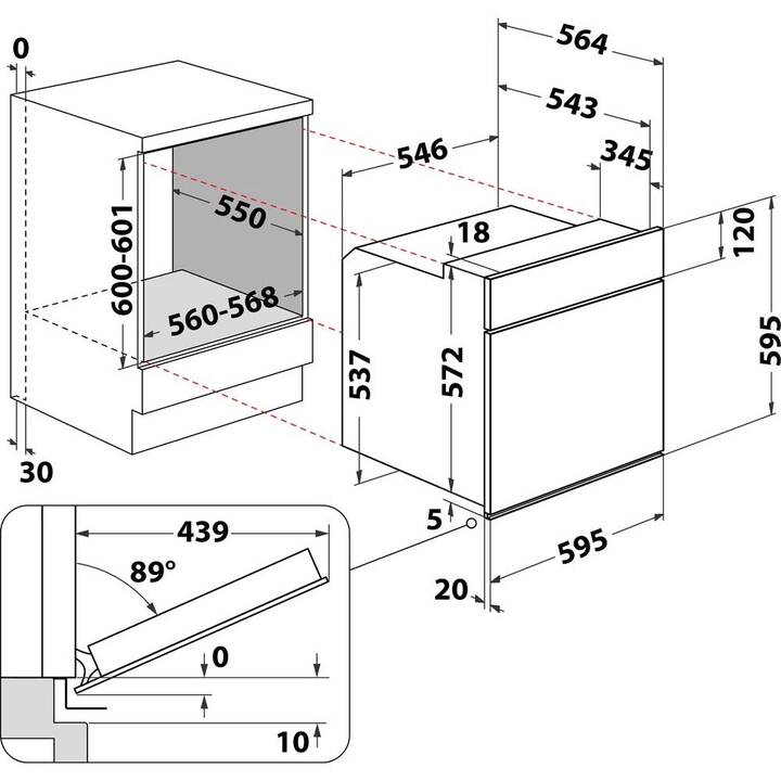 BAUKNECHT Kochherd ohne Kochfeld HIK3 NN8F SW CH (Ein- / Unterbau, EU-Norm 60 cm, 65 l)