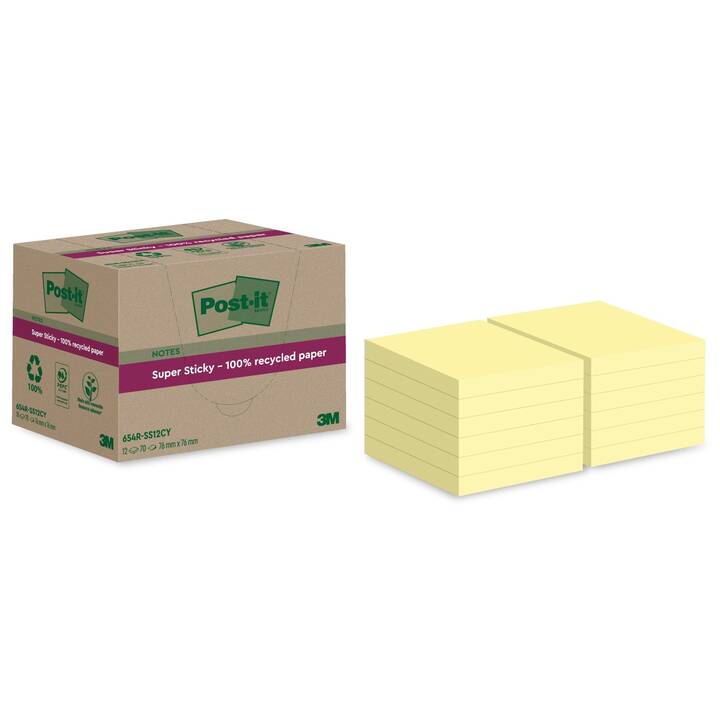 POST-IT Blocchetti memo Super Sticky (12 x 70 foglio, Giallo)