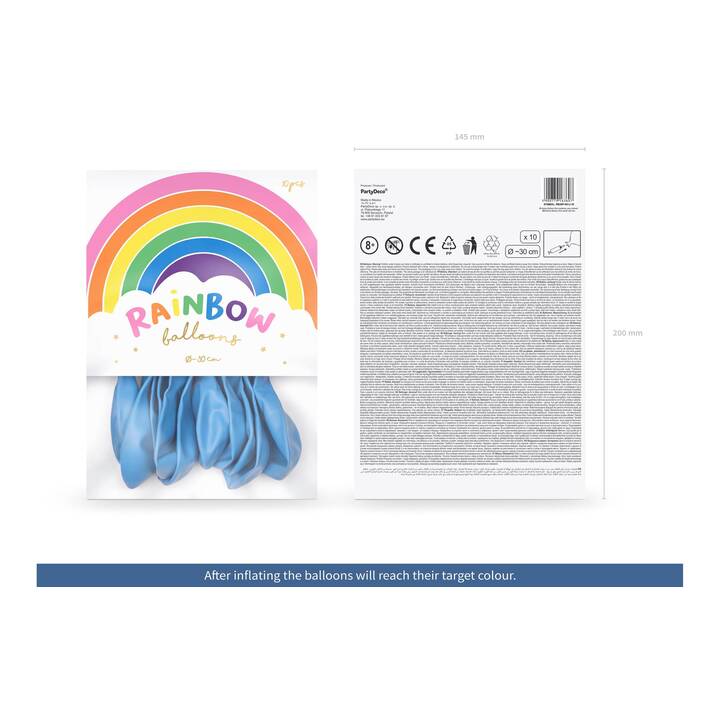 PARTYDECO Ballon Uni Rainbow (30 cm, 10 Stück)