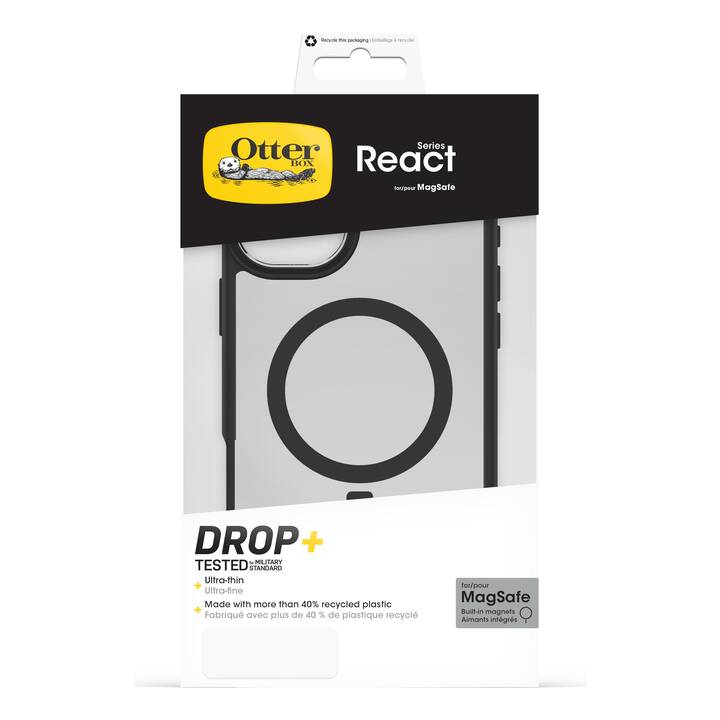 OTTERBOX Backcover MagSafe React (iPhone 16 Plus, Transparent, Schwarz)