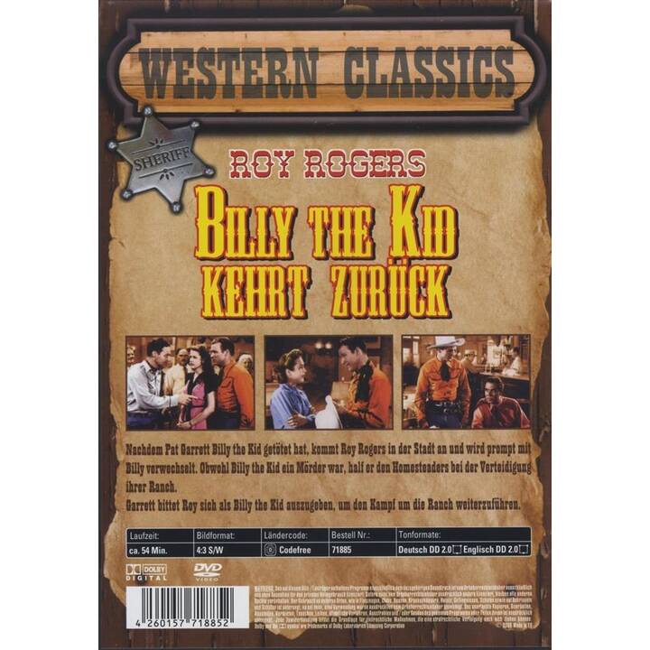 Billy the Kid kehrt zurück - Western Classics Roy Rogers (DE, EN)