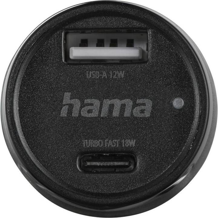 HAMA Kfz Ladegerät (30 W, Zigarettenanzünder, USB Typ-C, USB Typ-A)