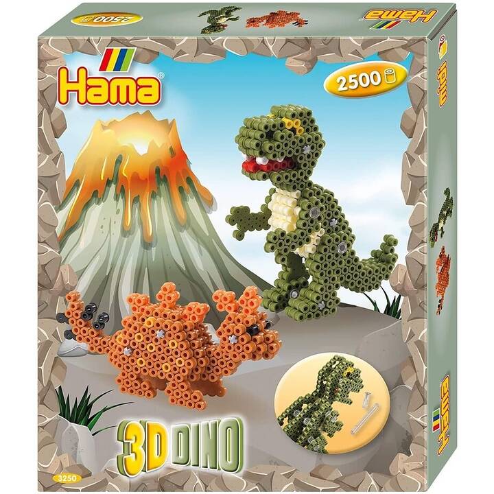 HAMA 3D Dino Bügelperlen Set (Dinosaurier, 2500 Stück)