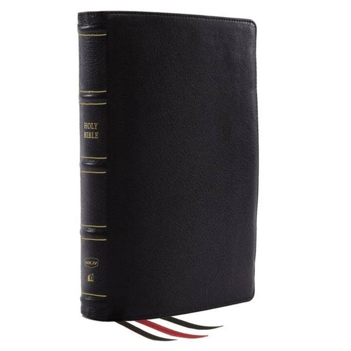 NKJV, Reference Bible, Classic Verse-by-Verse, Center-Column, Genuine Leather, Black, Red Letter, Comfort Print