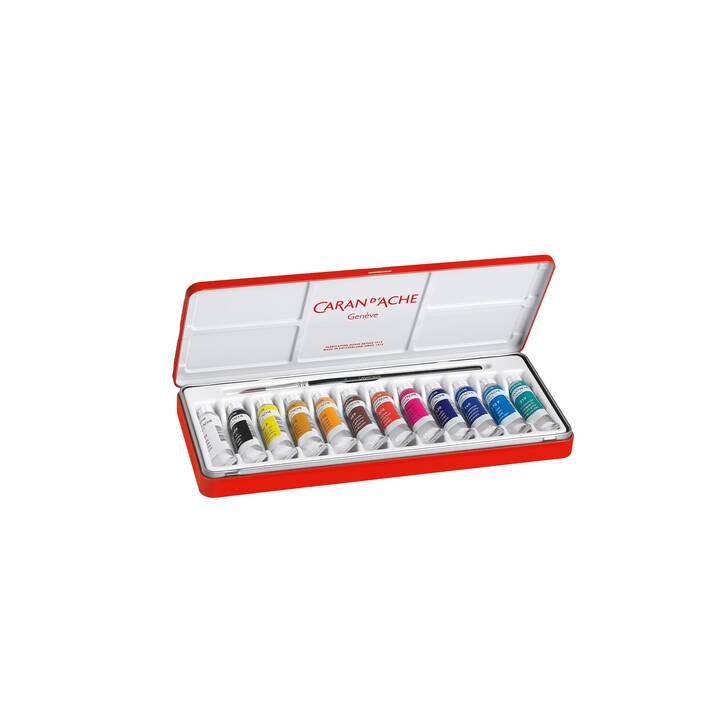 CARAN D'ACHE Wasserfarbe Gouache Set (12 x 10 ml, Mehrfarbig)