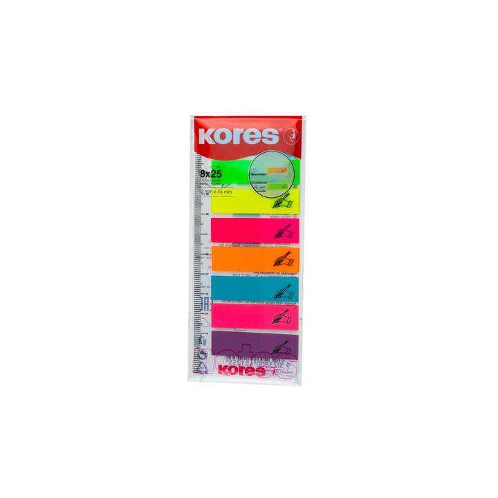 KORES Notes autocollantes Sign Here (8 x 25 feuille, Multicolore)