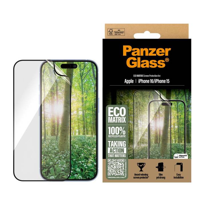 PANZERGLASS Displayschutzglas Ultra Wide Fit Matrix (iPhone 16, 1 Stück)