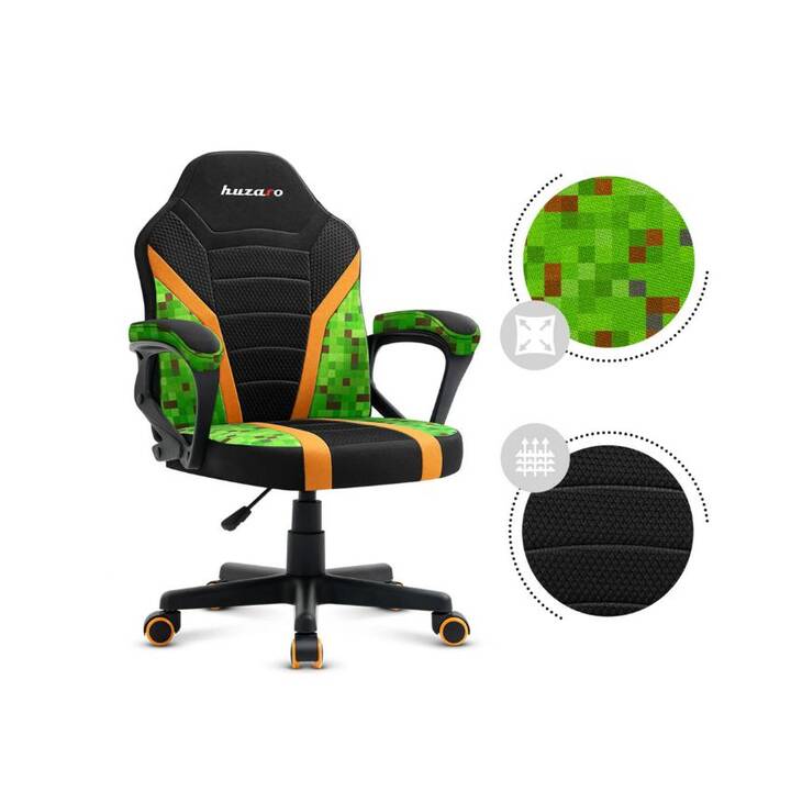 HUZARO Gaming Stuhl Ranger 1.0 Pixel Mesh (Orange, Schwarz, Grün)