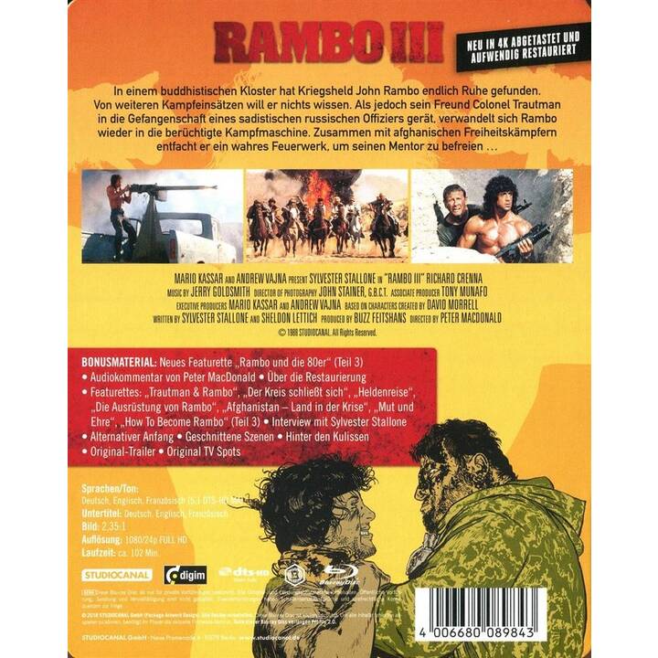 Rambo 3 (Limited Edition, Steelbook, Uncut, DE, EN, FR)