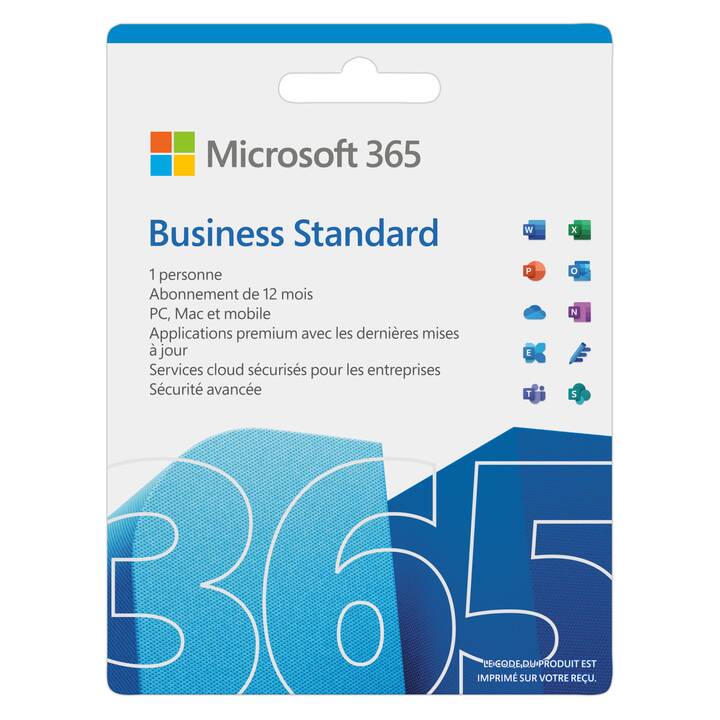 MICROSOFT 365 Business Standard (Licence annuelle, 1x, 1 année, Français)