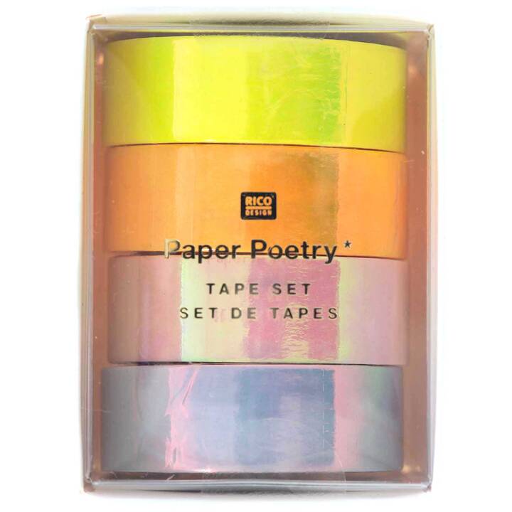 RICO DESIGN Washi Tape Set (Jaune, Orange, Pourpre, Pink, 5 m)