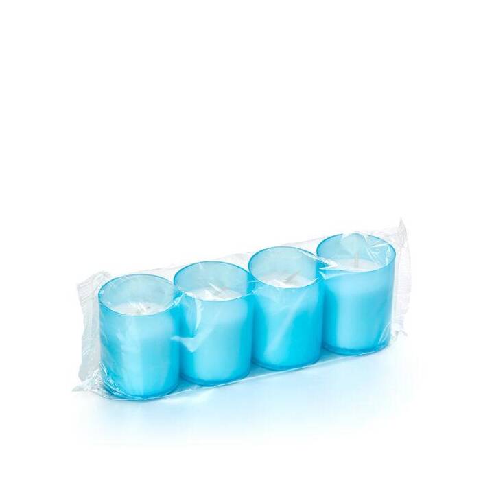 BALTHASAR Kerze im Behälter (4 Stück, Blau, Weiss)