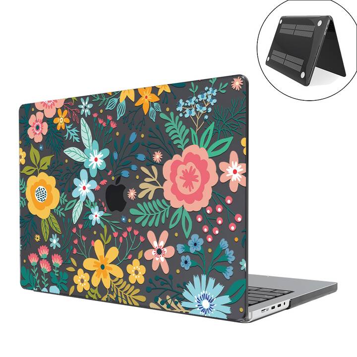 EG coque pour MacBook Pro 14" (puce M1) (2021) - bleu - fleurs