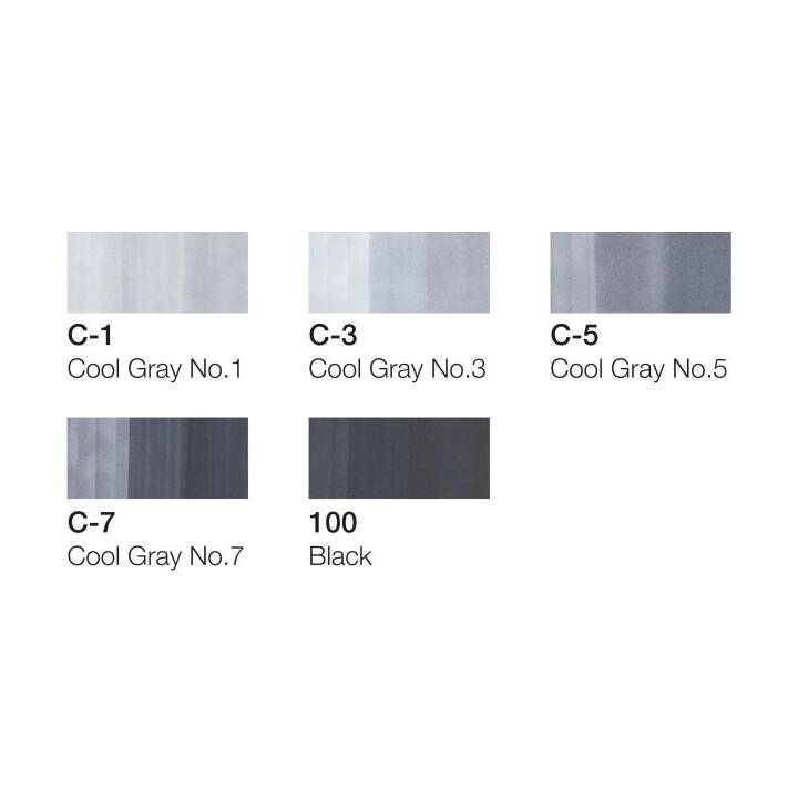 COPIC Marcatori di grafico Ciao Set Cool Grey Tones (Grigio, 6 pezzo)