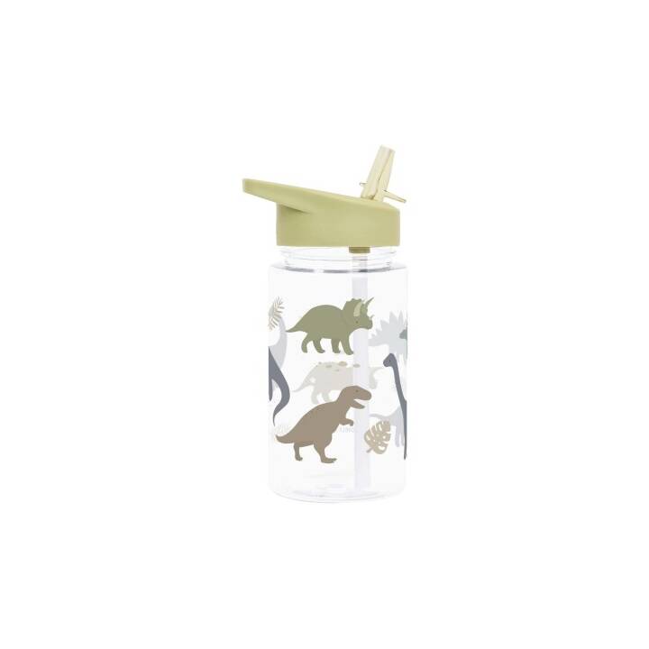 ALLC Bottiglia per bambini Dinosaurs (0.45 l, Transparente, Verde oliva, Verde)