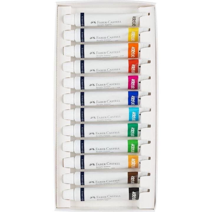 FABER-CASTELL Colore acrilica Set (12 x 20 ml, Multicolore)