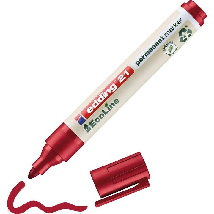 EDDING Pennarello indelebile 21 EcoLine (Rosso, 1 pezzo)