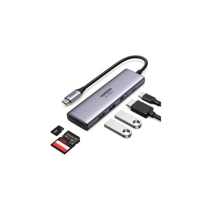 UGREEN 6-in-1 (4 Ports, HDMI, USB di tipo C, USB di tipo A)