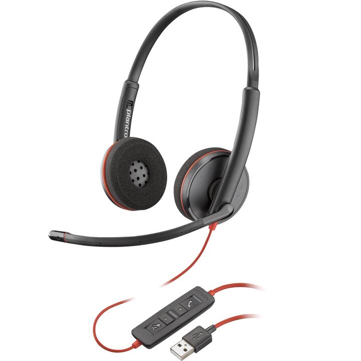 HP Office Headset Poly Blackwire C3220 (On-Ear, Kabel, Schwarz)