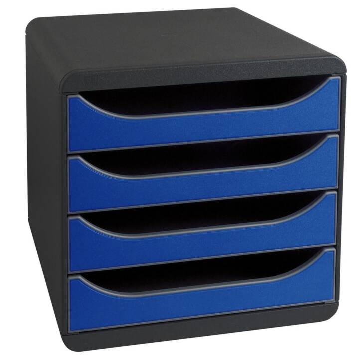 EXACOMPTA Cassettiera da scrivania Big-Box (A4, 27.8 cm  x 34.7 cm  x 26.7 cm, Nero, Blu)
