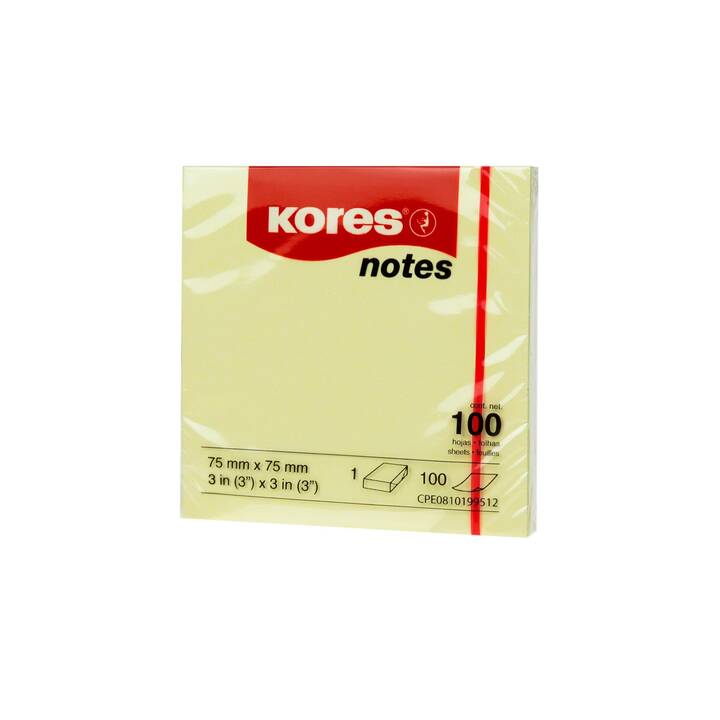 KORES Notes autocollantes (12 x 100 feuille, Jaune)