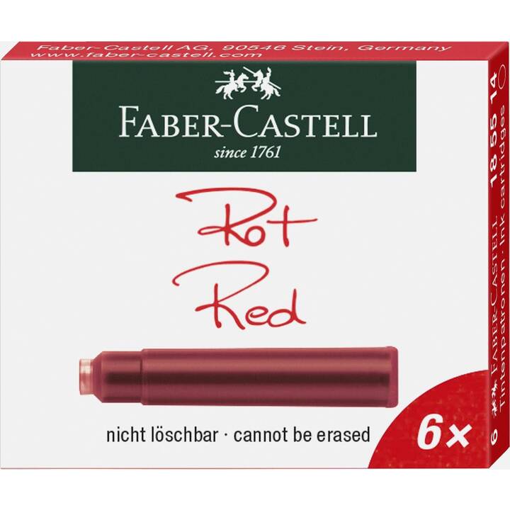 FABER-CASTELL Cartouches d'encre (Rouge, 6 pièce)